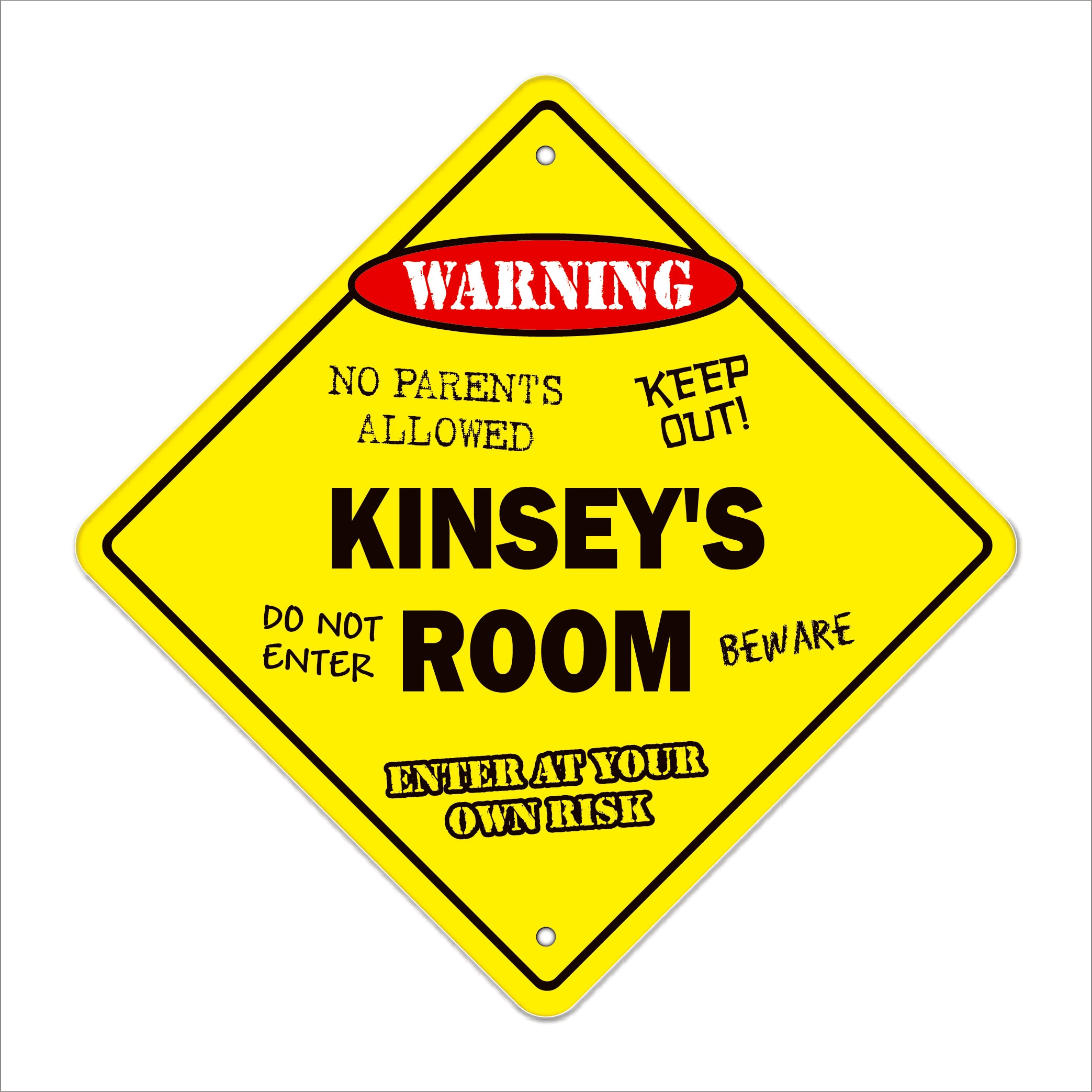 Kinsey's Room Sign Metal Plastic Decal Funny Gift Bedroom