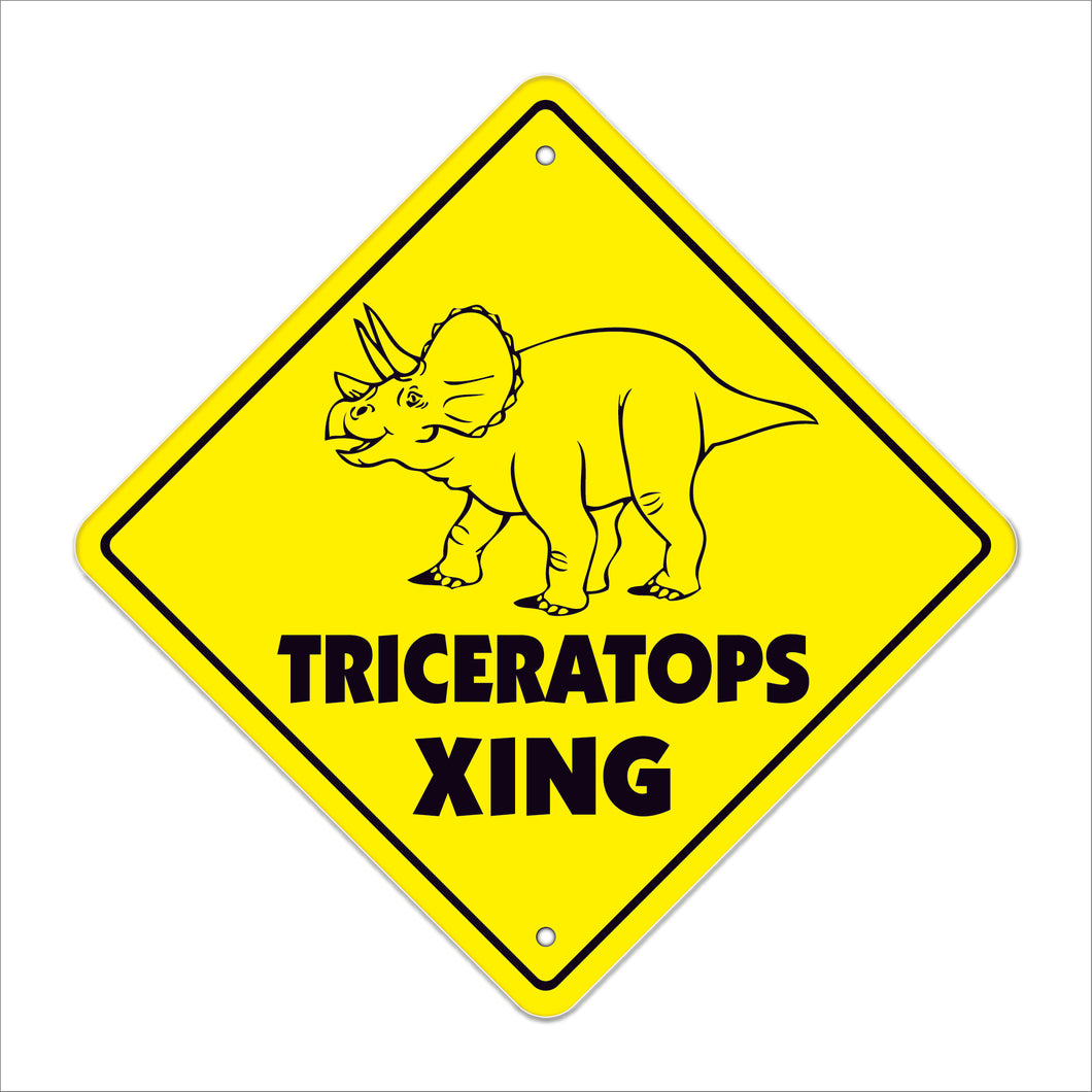 Triceratops Crossing Sign