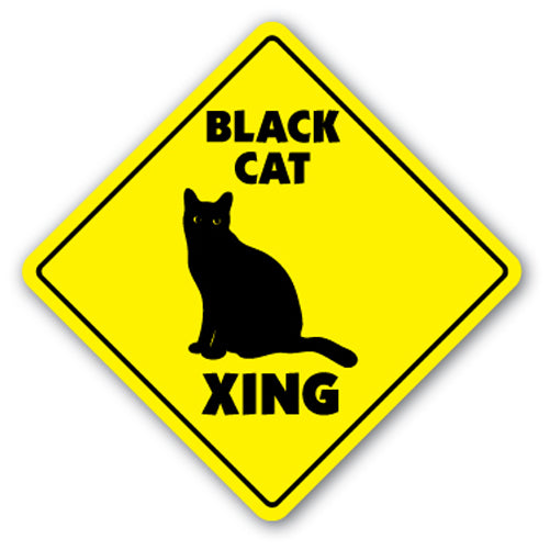 Black Cat Crossing Vinyl Decal Sticker