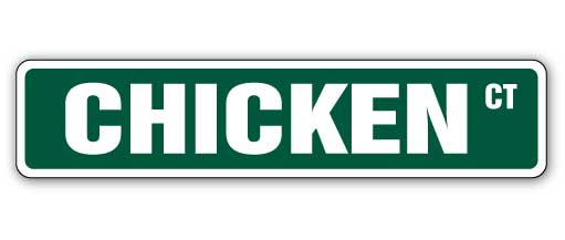 CHICKEN Street Sign