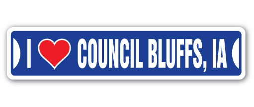 I LOVE COUNCIL BLUFFS, IOWA Street Sign