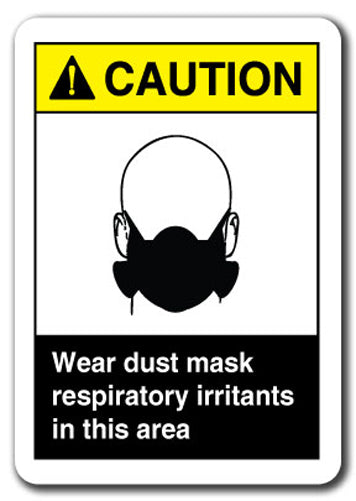 Caution Sign - Wear Dust Mask Respiratory Irritants In Area