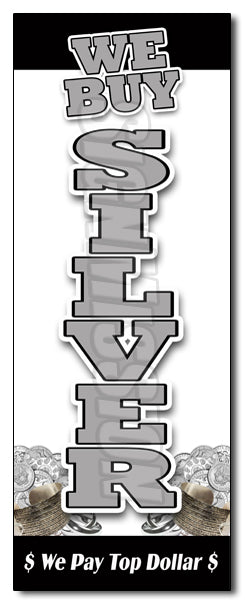 We Buy Silver Vertical Decal