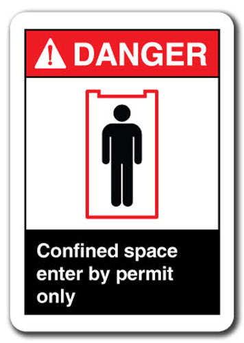 Danger Sign - Confined Space Enter By Permit Only.