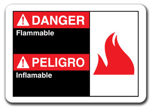 Danger Sign - Danger Flammable (Bilingual Spanish)