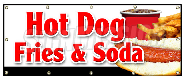 Hot Dogs Fries & Soda Banner