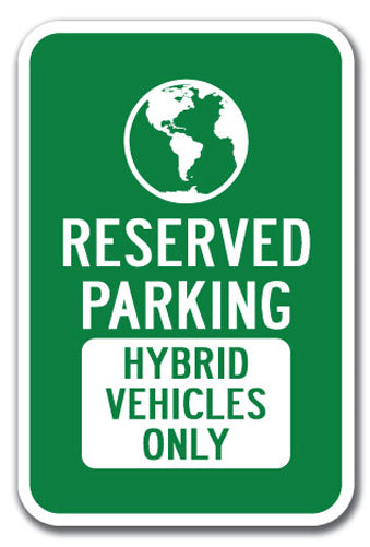 Reserved Parking Hybrid Vehicles Only with Symbol