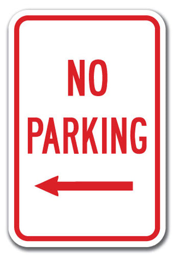 No Parking with left arrow