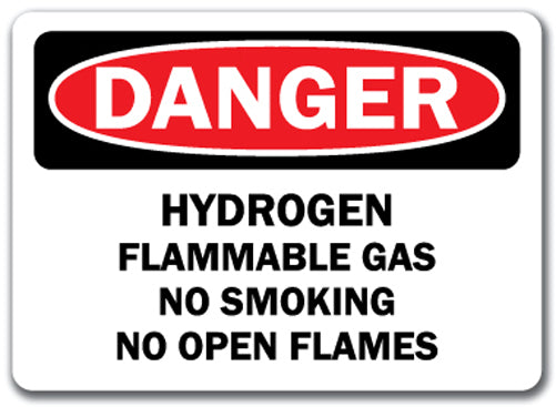 Danger Sign - Hydrogen Flammable Gas No Smoking, Flames