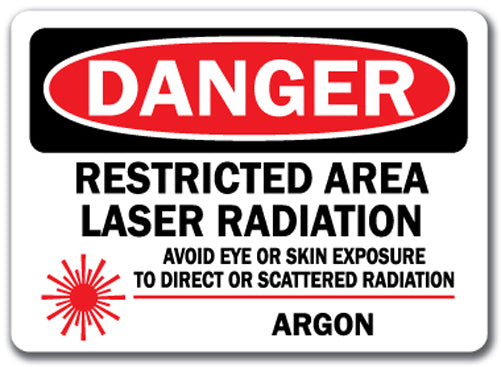 Danger Sign - Restricted Area Laser Avoid... Argon w/Graphic
