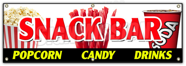 Snack Bar Candy Popcorn Banner