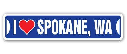 I LOVE SPOKANE, WASHINGTON Street Sign