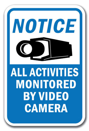 Notice All Activities Monitored By Video Camera