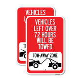 Vehicles Left Over 72 Hours Will Be Towed Tow-Away Zone (With Car Tow Graphic)