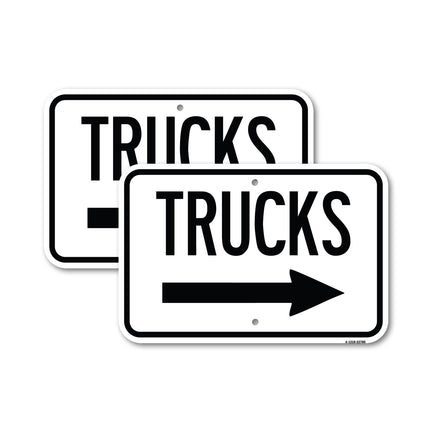 Trucks Sign Trucks (With Right Arrow)