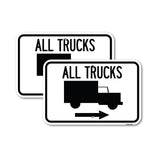 Trucks Sign All Trucks (With Truck Symbol & Right Arrow)