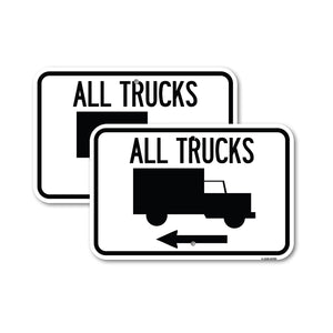 Trucks Sign All Trucks (With Truck Symbol & Left Arrow)