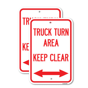 Truck Turn Area, Keep Clear (With Bidirectional Arrow)