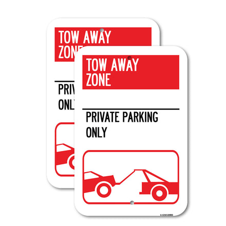 Tow Away Zone - Private Parking Only (With Car Towing Symbol)