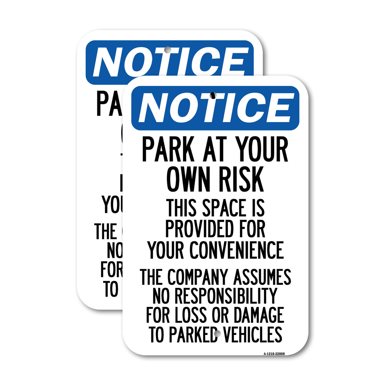 This Space Is Provided for Your Convenience - the Company Assumes No Responsibility for Loss or Damage to Parked Vehicles