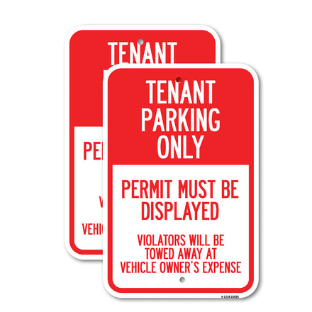 Tenant Parking Only, Display Permit, Violators Towed at Owner Expense