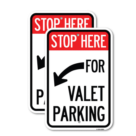 Stop Here for Valet Parking (Left Arrow)