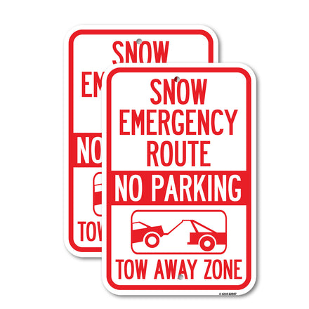 Snow Emergency Route, Tow Away Zone with Graphic