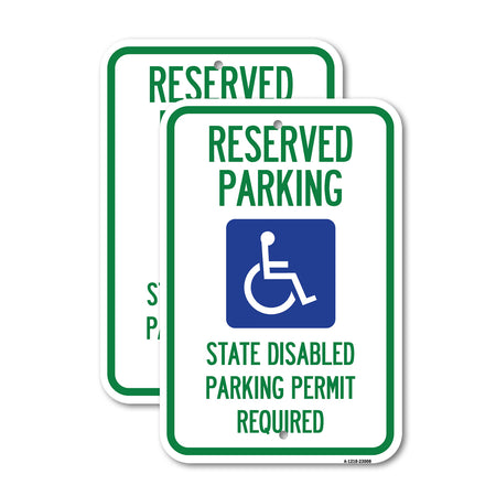 Reserved Parking State Disabled Parking Permit Required (Handicapped Symbol)