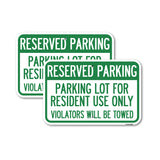 Reserved Parking Sign Reserved Parking Lot for Resident Use Only, Violators Will Be Towed