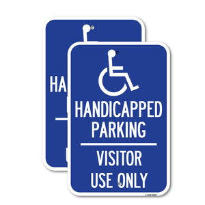 Reserved Parking Sign Handicapped Parking, Visitor Use Only with Graphic