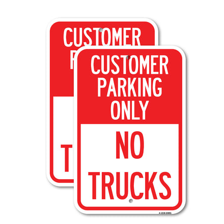 Reserved Parking Sign Customer Parking Only, No Trucks