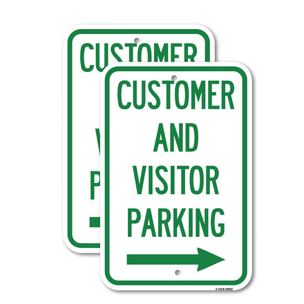 Reserved Parking Sign Customer and Visitor Parking (With Right Arrow)