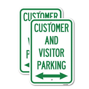 Reserved Parking Sign Customer and Visitor Parking (Bidirectional Arrow)