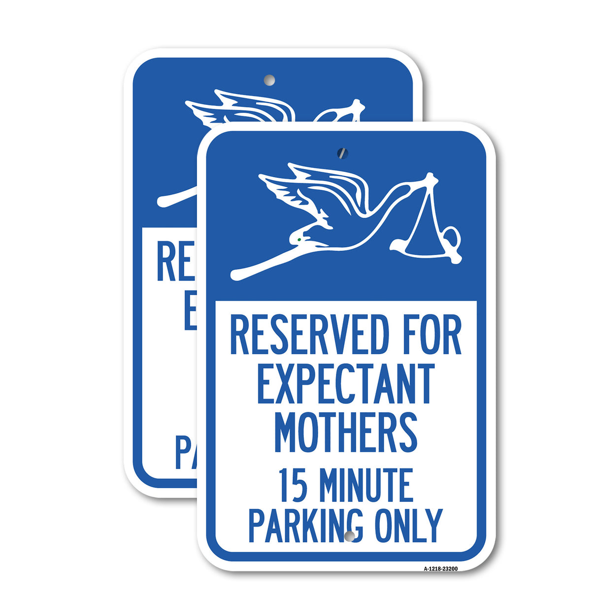 Reserved for Expectant Mothers, 15 Minute Parking Only (With Stork & Baby Graphic)