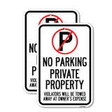 Private Property, Violators Towed Away at Owner Expense with No Parking Symbol