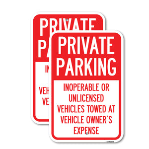 Private Parking, Inoperable or Unlicensed Vehicles Towed at Vehicle Owner's Expense