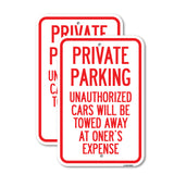 Private Parking Unauthorized Cars Will Be Towed Away at Owner's Expense