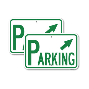 Parking with Arrow Pointing to Top Right