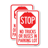 Parking Lot Rules Sign Stop - No Trucks or Buses in Parking Lot (With Stop Symbol)