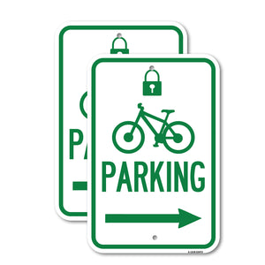 Parking (With Lock, Cycle & Right Arrow Symbol)