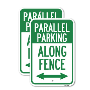 Parallel Parking - Along Fence (With Bidirectional Arrow)