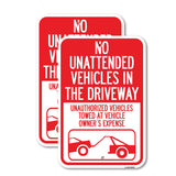 No Unattended Vehicles in the Driveway, Unauthorized Vehicles Towed at Vehicle Owner's Expense (With Car Tow Graphic)