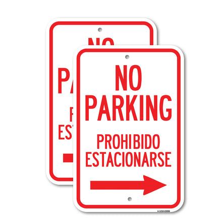 No Parking Prohibido Estacionarse (With Left Arrow)