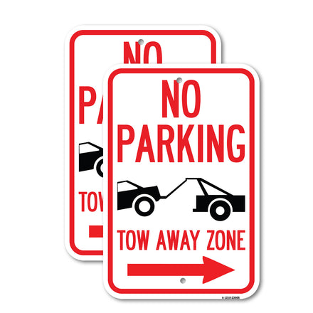 No Parking, Tow-Away Zone with Right Arrow