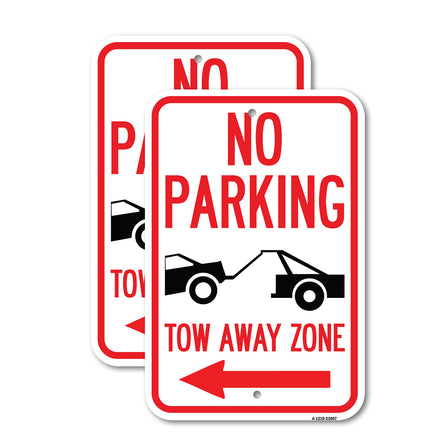No Parking, Tow-Away Zone with Left Arrow