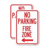 No Parking, Fire Zone with Left Arrow