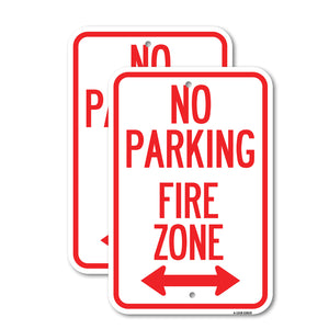 No Parking, Fire Zone with Bidirectional Arrow