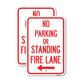 No Parking or Standing, Fire Lane (With Left Arrow)