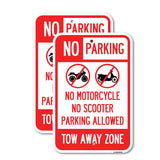 No Parking No Motorcycle No Scooter Parking Allowed, Tow Away Zone (With Graphic)