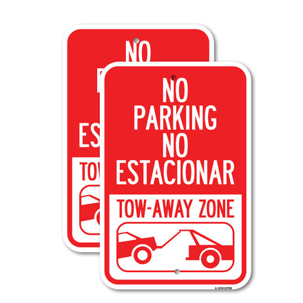 No Parking No Estacionar Tow Away Zone (With Graphic) Directional Arrow) Tacionamiento Zona De Cargamento